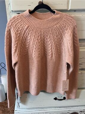 Joie Cable Knit Crewneck Sweater in beige. Womens size XL. NWT.